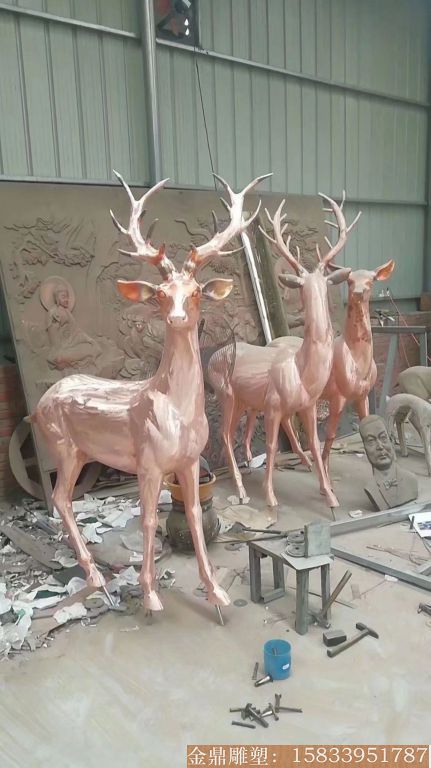 缎铜小鹿雕塑